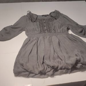 Forever 21 Silver Babydoll Dress with Bishop Sleeves